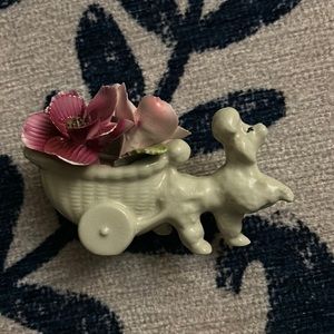 Thorley china- poodle pulling cart of pink flowers